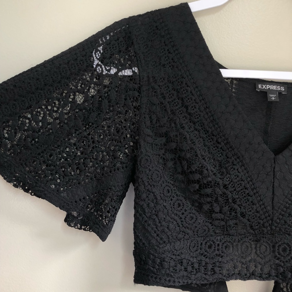 Express Black Flare Sleeve Lace Top